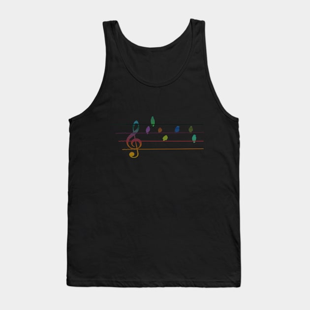 Colorful musical birds on power line Tank Top by Quentin1984